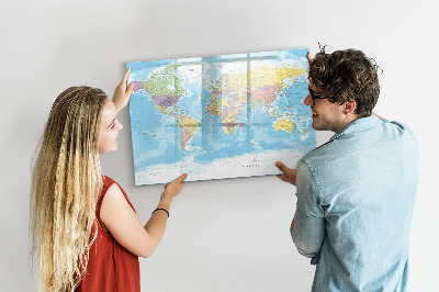 Lavagna magnetica scrivibile Una mappa del mondo con ricordi personali