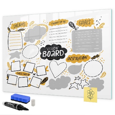 Lavagna magnetica scrivibile Una vision board per realizzare i tuoi sogni.