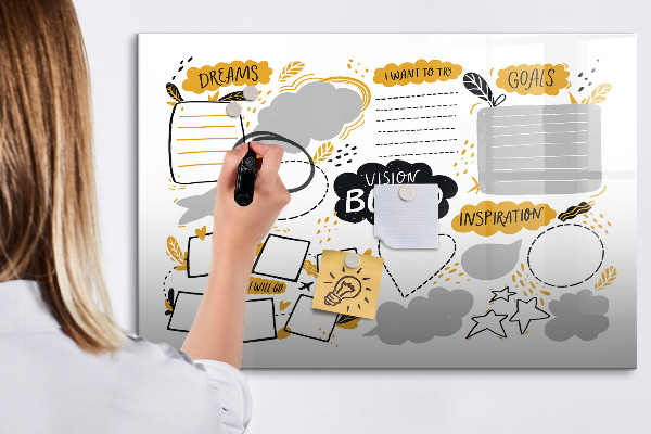 Lavagna magnetica scrivibile Una vision board per realizzare i tuoi sogni.