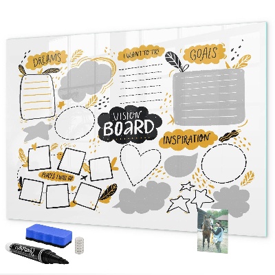 Lavagna magnetica scrivibile Una vision board per realizzare i tuoi sogni.
