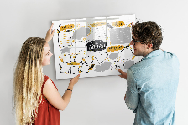 Lavagna magnetica scrivibile Una vision board per realizzare i tuoi sogni.