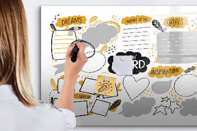 Lavagna magnetica scrivibile Una vision board per realizzare i tuoi sogni.