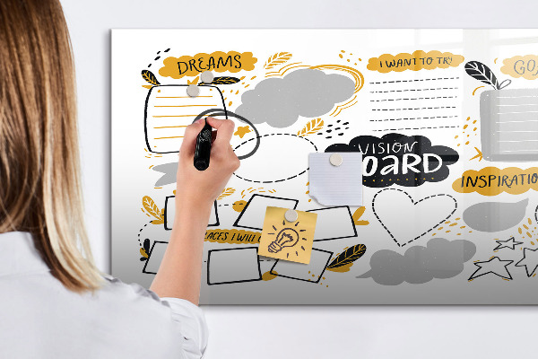 Lavagna magnetica scrivibile Una vision board per realizzare i tuoi sogni.