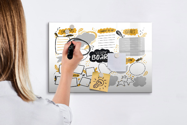 Lavagna magnetica scrivibile Una vision board per realizzare i tuoi sogni.