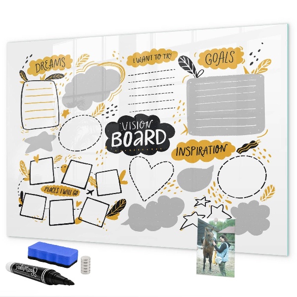 Lavagna magnetica scrivibile Una vision board per realizzare i tuoi sogni.