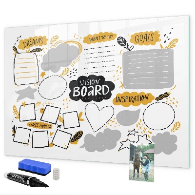 Lavagna magnetica scrivibile Una vision board per realizzare i tuoi sogni.