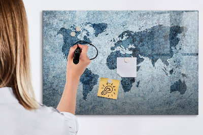 Lavagna magnetica scrivibile Una mappa del mondo con ricordi personali