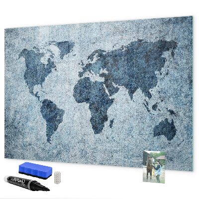 Lavagna magnetica scrivibile Una mappa del mondo con ricordi personali