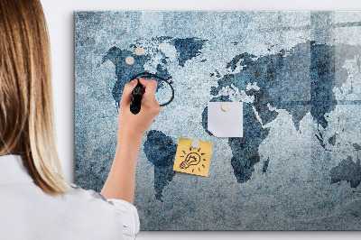 Lavagna magnetica scrivibile Una mappa del mondo con ricordi personali
