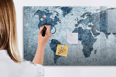Lavagna magnetica scrivibile Una mappa del mondo con ricordi personali