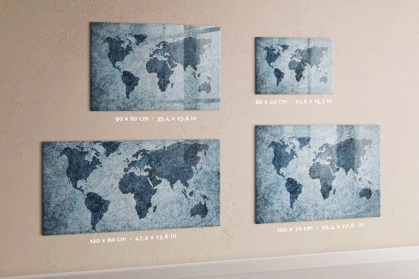 Lavagna magnetica scrivibile Una mappa del mondo con ricordi personali