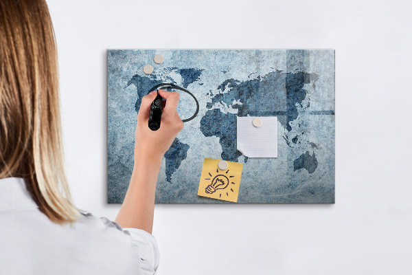 Lavagna magnetica scrivibile Una mappa del mondo con ricordi personali