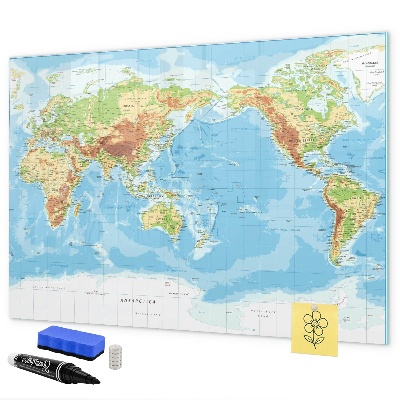 Lavagna magnetica con pennarelli Mappa del mondo con foto e accessori