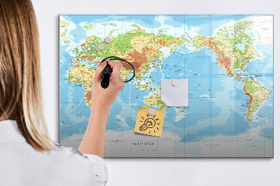 Lavagna magnetica con pennarelli Mappa del mondo con foto e accessori