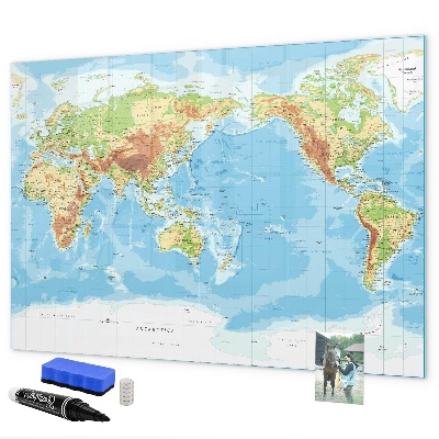 Lavagna magnetica con pennarelli Mappa del mondo con foto e accessori