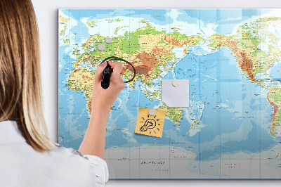 Lavagna magnetica con pennarelli Mappa del mondo con foto e accessori