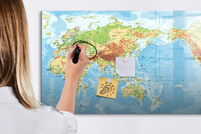 Lavagna magnetica con pennarelli Mappa del mondo con foto e accessori