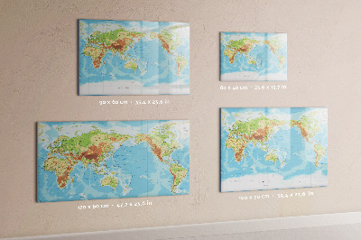 Lavagna magnetica con pennarelli Mappa del mondo con foto e accessori