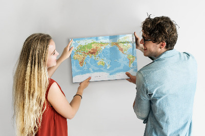 Lavagna magnetica con pennarelli Mappa del mondo con foto e accessori