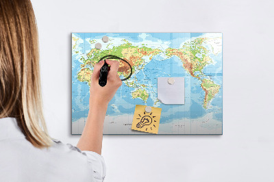 Lavagna magnetica con pennarelli Mappa del mondo con foto e accessori