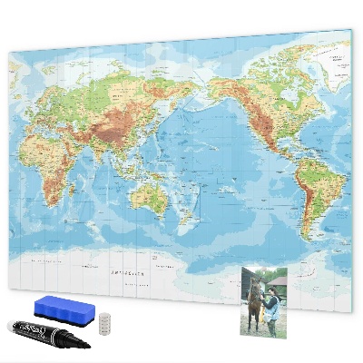Lavagna magnetica con pennarelli Mappa del mondo con foto e accessori