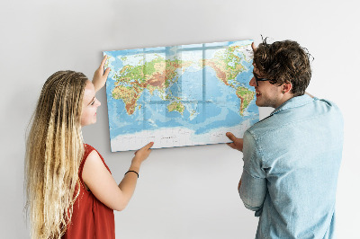 Lavagna magnetica con pennarelli Mappa del mondo con foto e accessori