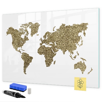 Lavagna magnetica scrivibile Mappa del mondo con indicazione delle posizioni delle foto