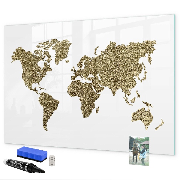 Lavagna magnetica scrivibile Mappa del mondo con indicazione delle posizioni delle foto