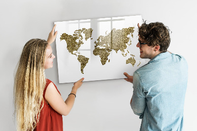 Lavagna magnetica scrivibile Mappa del mondo con indicazione delle posizioni delle foto