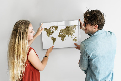 Lavagna magnetica scrivibile Mappa del mondo con indicazione delle posizioni delle foto