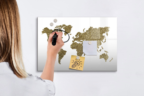 Lavagna magnetica scrivibile Mappa del mondo con indicazione delle posizioni delle foto