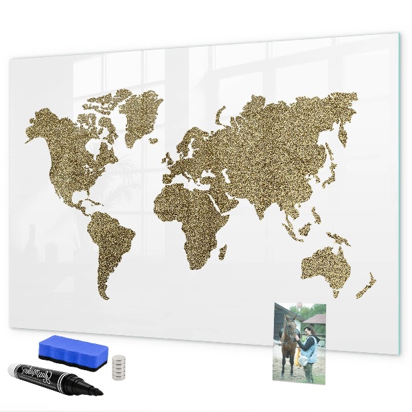 Lavagna magnetica scrivibile Mappa del mondo con indicazione delle posizioni delle foto