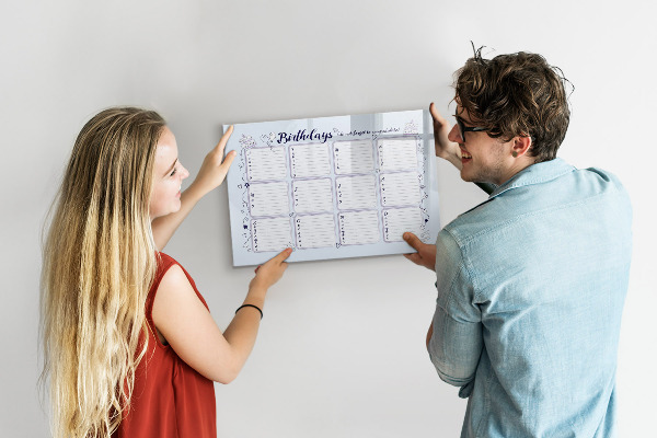 Lavagna magnetica con pennarelli Calendario dei compleanni con spazio per le foto