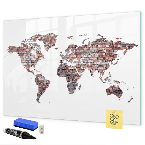 Lavagna magnetica con pennarelli Mappa del mondo con indicazione delle posizioni delle foto