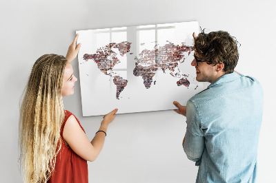 Lavagna magnetica con pennarelli Mappa del mondo con indicazione delle posizioni delle foto