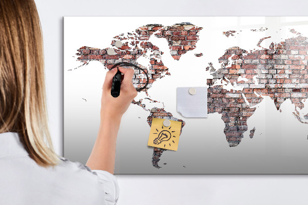 Lavagna magnetica con pennarelli Mappa del mondo con indicazione delle posizioni delle foto