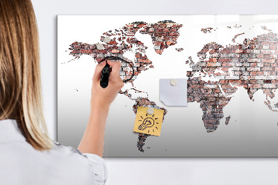 Lavagna magnetica con pennarelli Mappa del mondo con indicazione delle posizioni delle foto