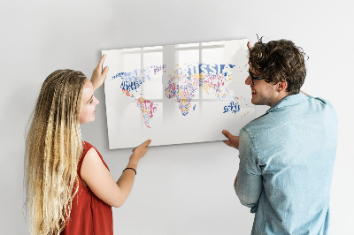 Lavagna magnetica scrivibile Una mappa del mondo con ricordi personali