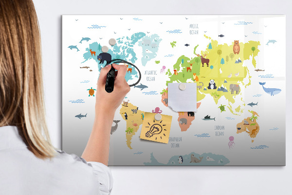 Lavagna magnetica scrivibile Mappa del mondo interattiva per la personalizzazione