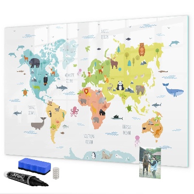 Lavagna magnetica scrivibile Mappa del mondo interattiva per la personalizzazione