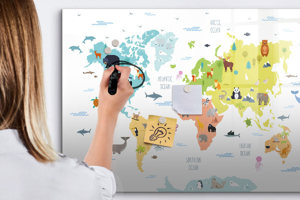 Lavagna magnetica scrivibile Mappa del mondo interattiva per la personalizzazione