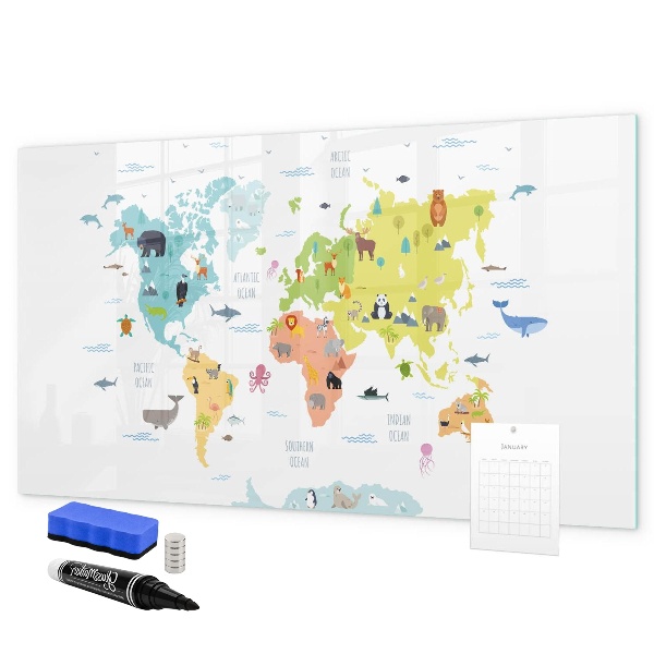 Lavagna magnetica scrivibile Mappa del mondo interattiva per la personalizzazione