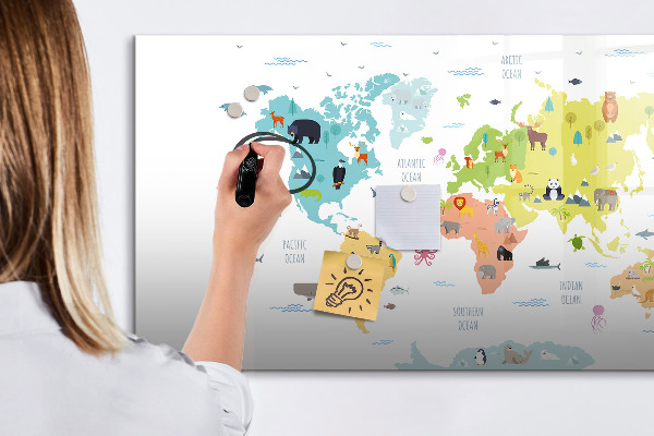 Lavagna magnetica scrivibile Mappa del mondo interattiva per la personalizzazione