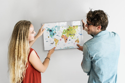 Lavagna magnetica scrivibile Mappa del mondo interattiva per la personalizzazione