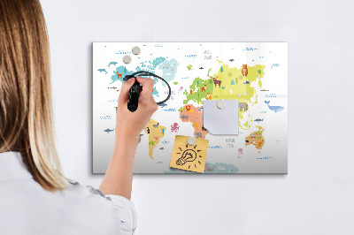 Lavagna magnetica scrivibile Mappa del mondo interattiva per la personalizzazione