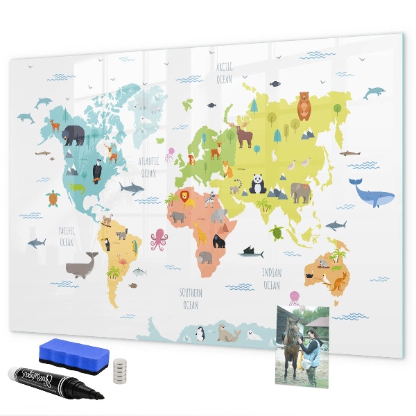 Lavagna magnetica scrivibile Mappa del mondo interattiva per la personalizzazione