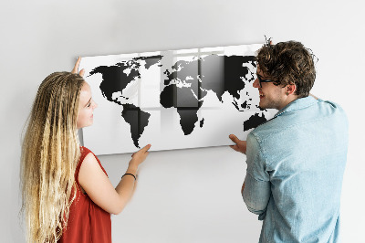 Lavagna magnetica con pennarelli Una mappa del mondo con i luoghi della memoria