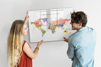 Lavagna magnetica con pennarelli Mappa del mondo con i luoghi da segnare