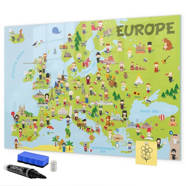 Lavagna magnetica scrivibile Mappa interattiva dell'Europa per segnare i tuoi viaggi