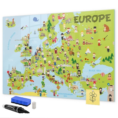 Lavagna magnetica scrivibile Mappa interattiva dell'Europa per segnare i tuoi viaggi